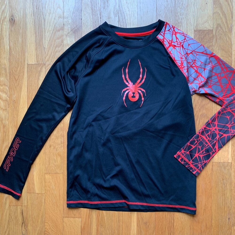 Spyder Long Sleeve Black Red T-shirt Kids Size M 10/12